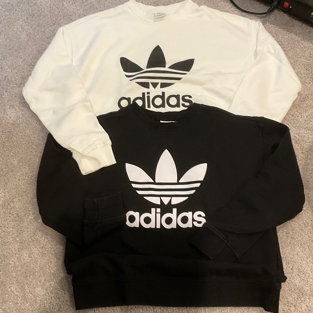 Adidas Women's Black and White Logo Sweatshirts